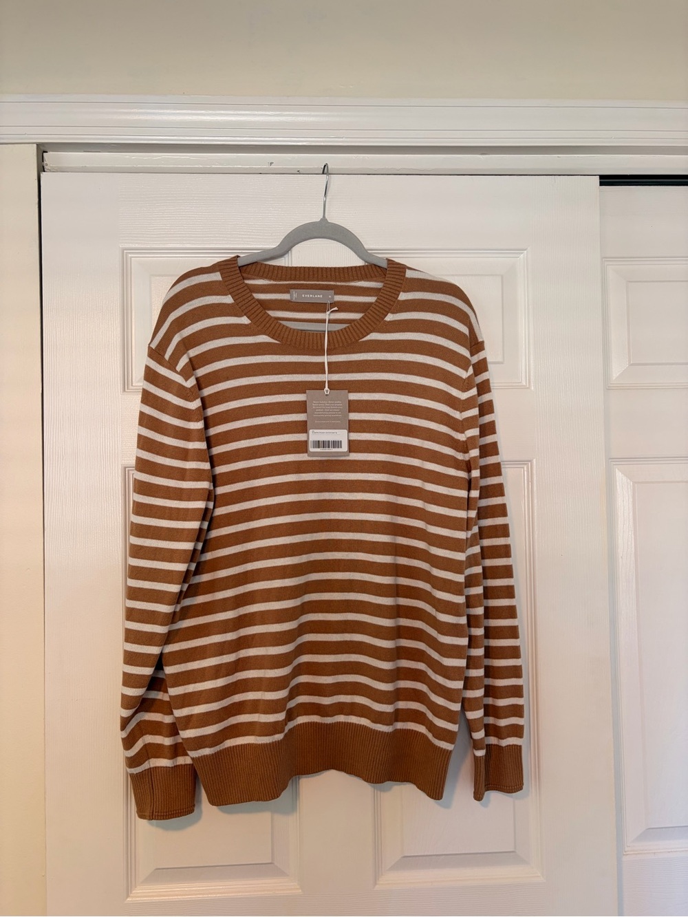 NWT Everlane Tan & Cream Crewneck Sweater